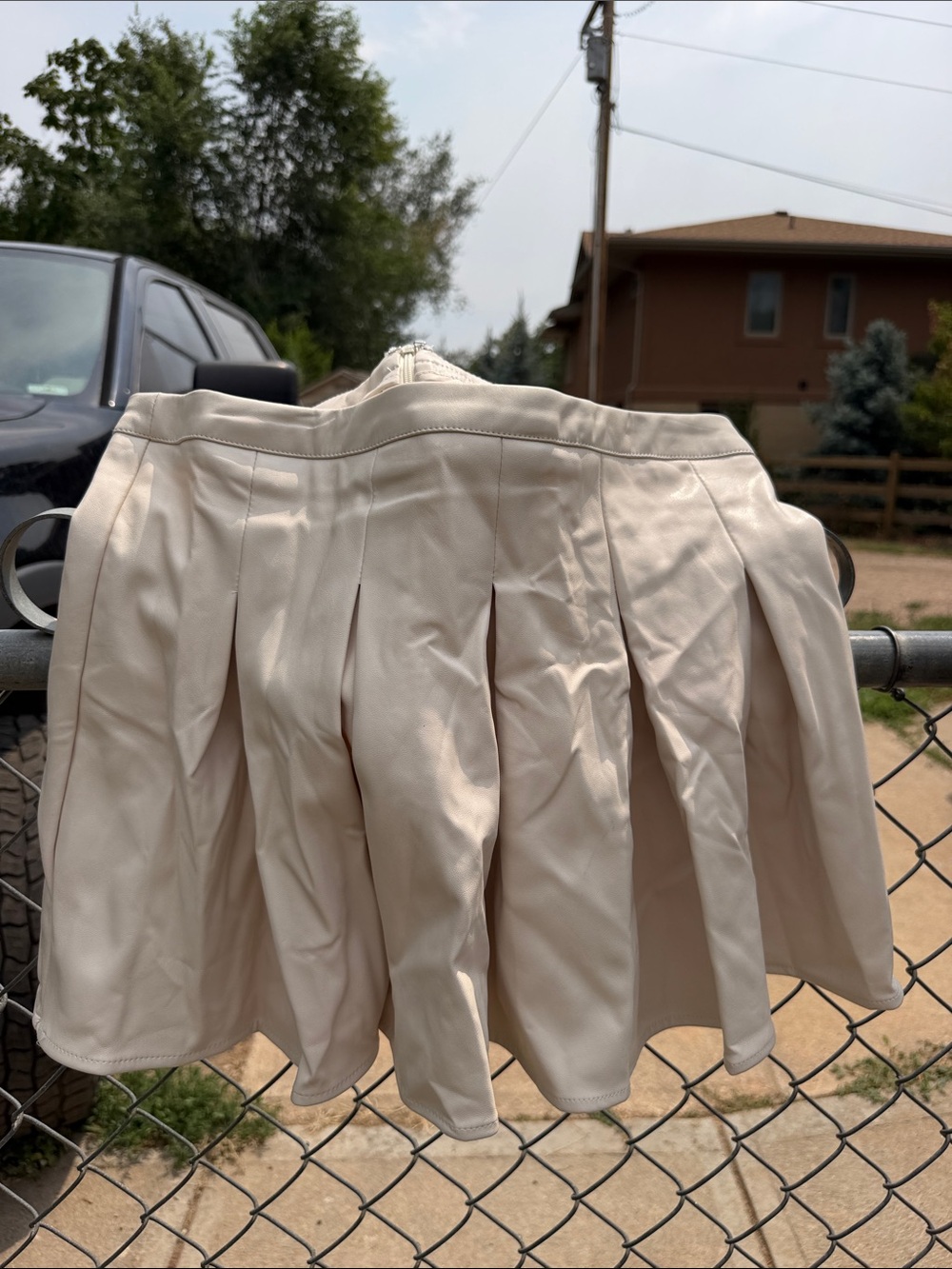 TCEC Cream Pleated Mini Skirt